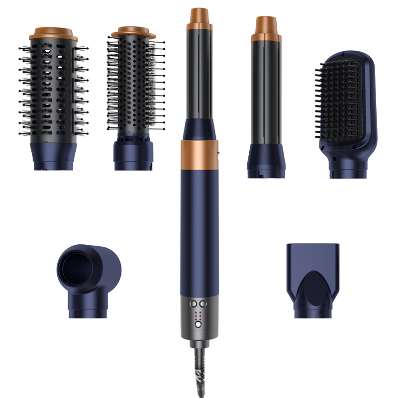 Cross-border new 7 in 1 multi-function curling hair straightening blow dry hot air comb high-speed smooth hair comb hair dryer curling iron for home use