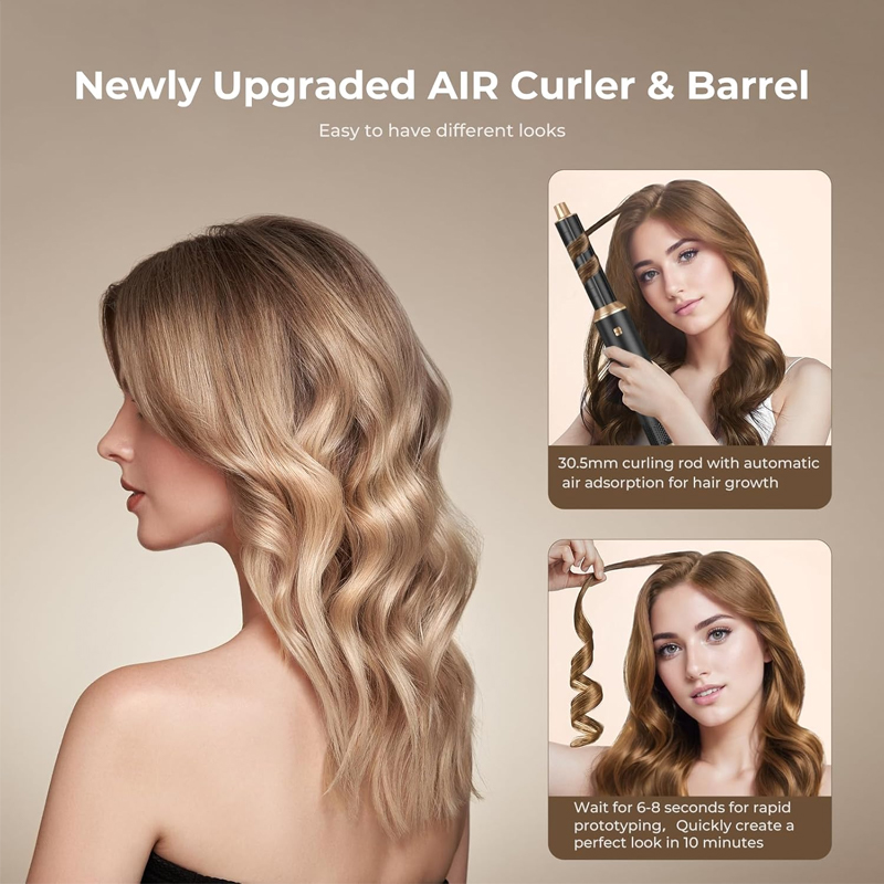 5 in 1 Blow Dryer Brush, Detachable Hair Dryer Brush Air Curler Air Curling Wrap Styler, Upgrade Hot Air Brush Negative Ion Curling Brush Iron, Hair Styling Tools for Drying Curling Straightening