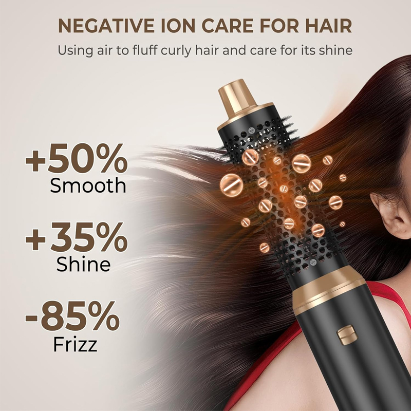 5 in 1 Blow Dryer Brush, Detachable Hair Dryer Brush Air Curler Air Curling Wrap Styler, Upgrade Hot Air Brush Negative Ion Curling Brush Iron, Hair Styling Tools for Drying Curling Straightening