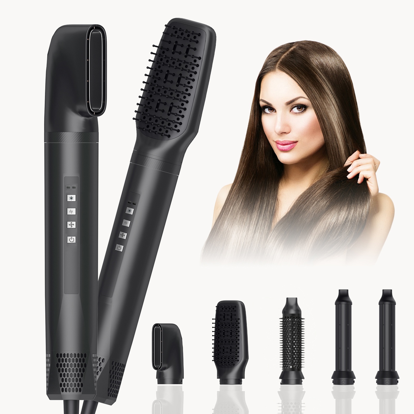 5 in 1 Hair Dryer Brush, Upgrade Blow Dryer Brush Air Curler Air Curling Wrap Styler, Detachable Hot Air Brush Negative Ion Curling Brush Iron, Hair Styling Tools for Drying Curling Straightening