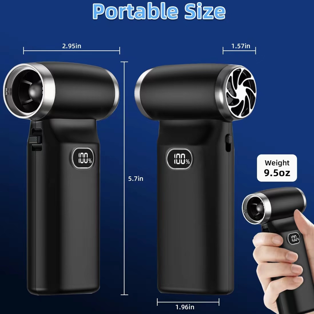 Compressed Air Duster High Speed 130000RPM Electric Air Duster with 4 Gear Rechargeable Cordless Jet Fan for Car Drying, Multipurpose Air Blaster Versatile and Portable