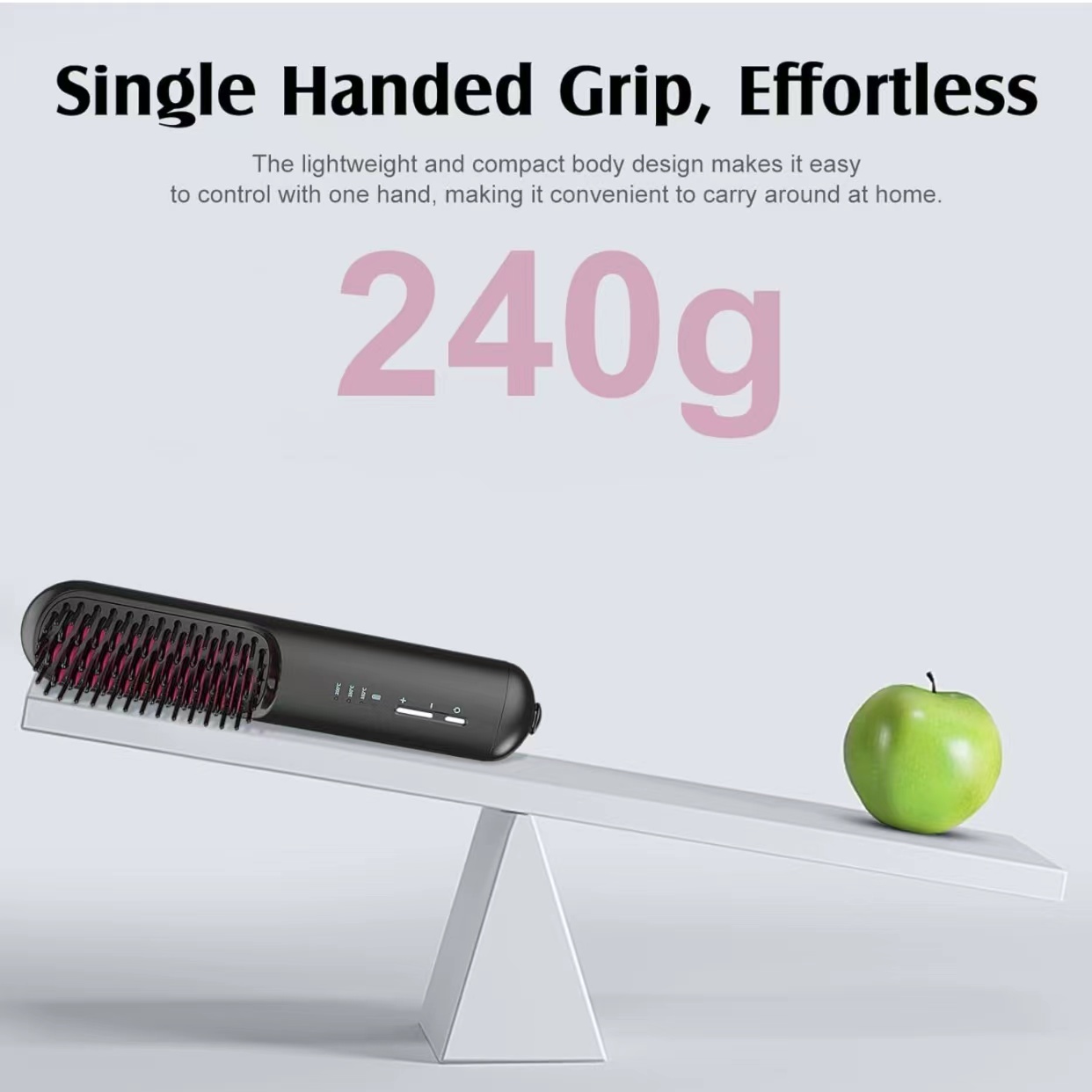 QUMOX Cordless Hair Straightener Brush, Portable Straightening Brush for Travel, Mini Hot Ionic Straightener Comb for Women, Ceramic Coating, Lightweight for Touch-ups
