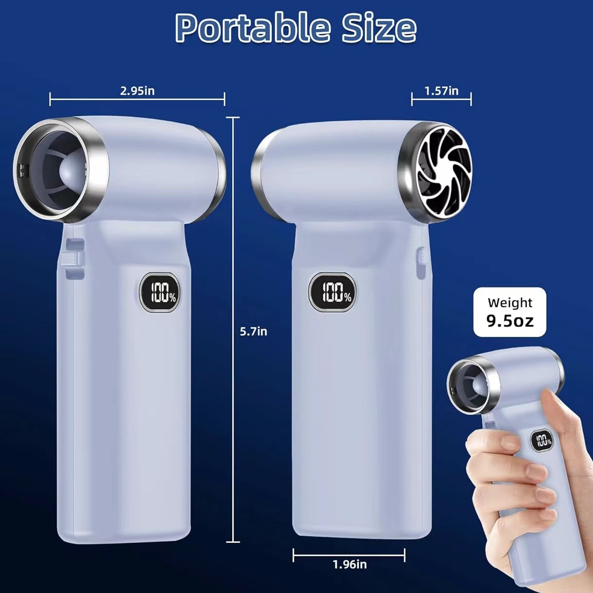Compressed Air Duster High Speed 130000RPM Electric Air Duster with 4 Gear Rechargeable Cordless Jet Fan for Car Drying, Multipurpose Air Blaster Versatile and Portable