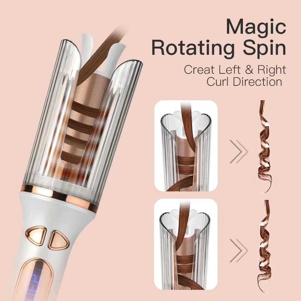 Automatic Curling Iron, Auto Curling Wand with 1 inch Large Ceramic Barrel [Lasting Styling | Auto Shut Off] Dual Voltage Hair Curler w/ 4 Temps & Timer, Auto Rotating Wave Curling Iron Hot Tools