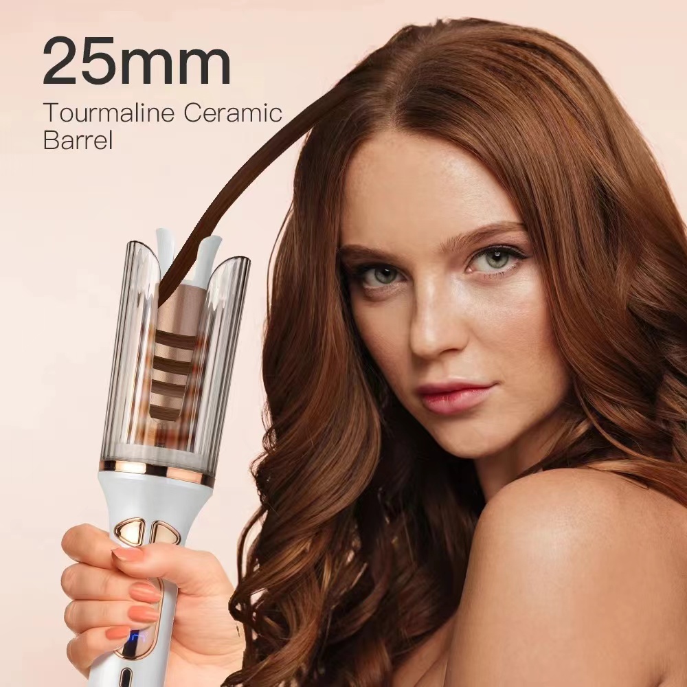 Automatic Curling Iron, Auto Curling Wand with 1 inch Large Ceramic Barrel [Lasting Styling | Auto Shut Off] Dual Voltage Hair Curler w/ 4 Temps & Timer, Auto Rotating Wave Curling Iron Hot Tools