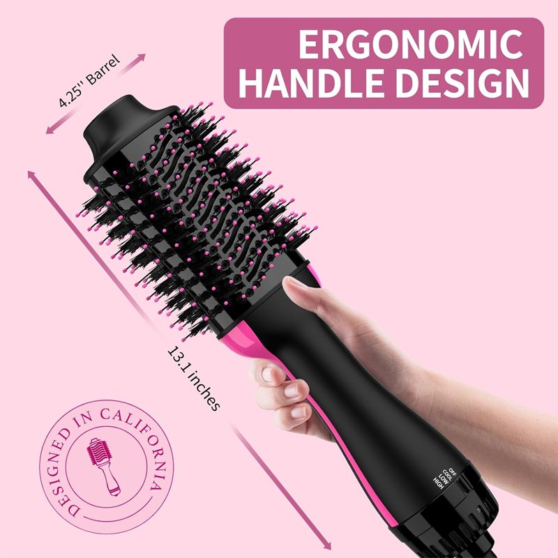 Hair Dryer Brush Blow Dryer Brush in One, Upgraded 4 in 1 Hair Dryer and Styler Volumizer with Negative Ion Anti-frizz Ceramic Titanium Barrel Hot Air Brush Hair Straightener Brush