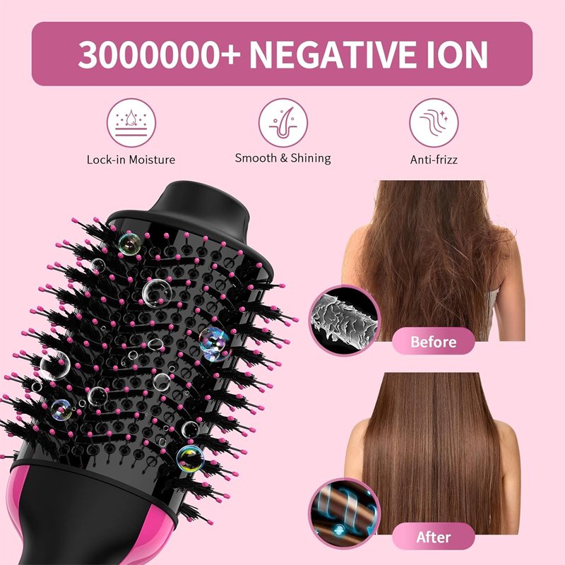 Hair Dryer Brush Blow Dryer Brush in One, Upgraded 4 in 1 Hair Dryer and Styler Volumizer with Negative Ion Anti-frizz Ceramic Titanium Barrel Hot Air Brush Hair Straightener Brush