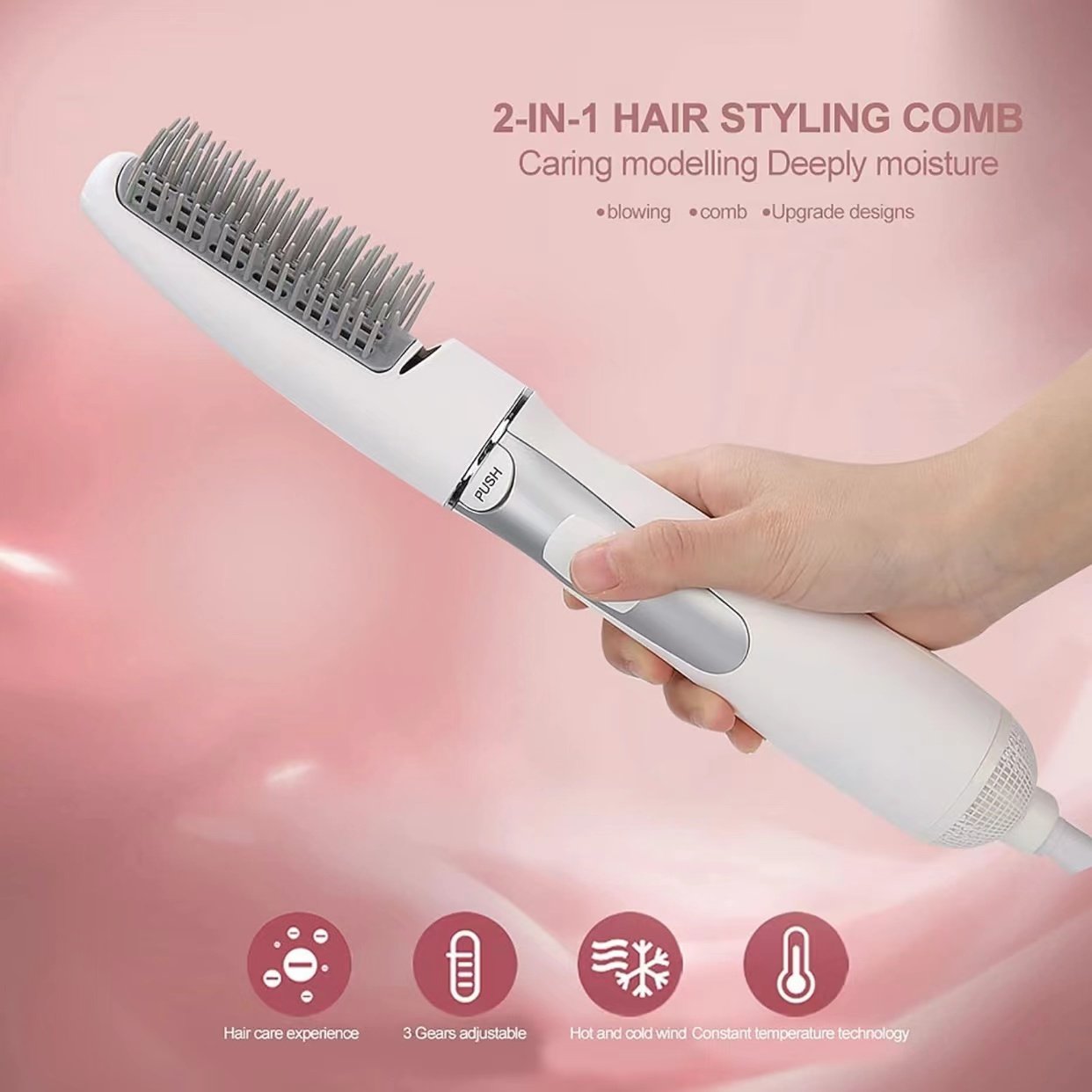 Blow Dryer Brush Comb 2 in 1 - Multifunctional Hair Styling Tool for Beauty, Professional Electric Hair Dryer and Volumizer for Women and Men